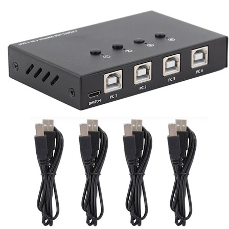 KVM-svitsj USB2.0 Delingsenhet HDMI 4 inn 4 ut for deling av skriver, mus og tastatur 404K404K
