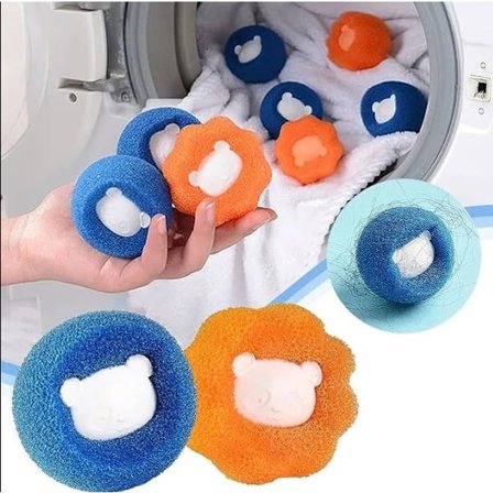 6 st (tre i blått och tre i orange) husdjurshårborttagare för