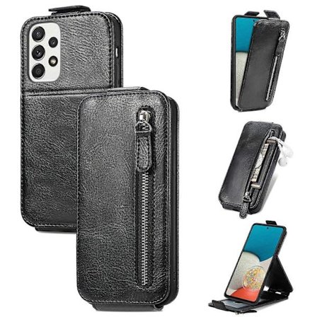Lynlås Wallet Lodret Flip Læder Telefon Cover til Samsung Galaxy A53 5G (Sort)