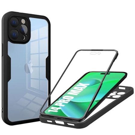 Coque - BOOLING - För iPhone 14 Pro Max - 360-skydd - Förstärkt kant - Svart