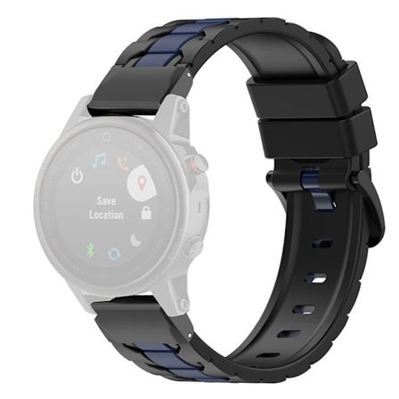 26 mm klockarmband i silikon för Garmin-klocka - Svart / Marinblå