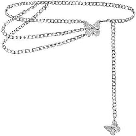 Naisten vartaloketju Seksi monikerroksinen ketjuvyö Vintage Perhonen Vyötärö C