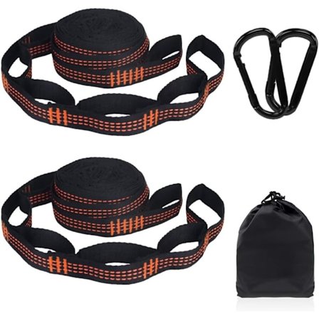 Hengekøyeseler 2-pakning 3M Utendørs Camping Hengekøye Tilbehør Yogasving Hengebelte Tungt Utvidelsesløkke Opphengssystem Med 2 Karabiner