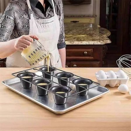 6 Kops Nonstick Popover Form Muffinform Cupcake Bageform Puddingform til Ovnbagning Frittatas Muffins Quicher Puddingkager[D]