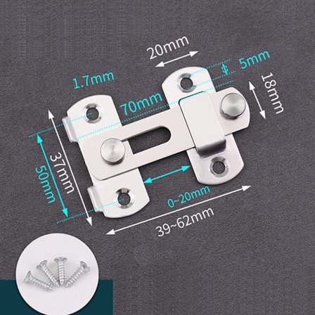 Oven lukon suojuksen salpapultti 90 180 asteen ruostumattomasta teräksestä valmistettu vipu