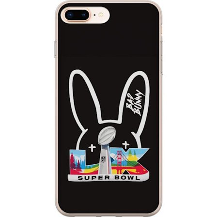 Kompatibelt Mobildeksel til Apple iPhone 7 Plus Bad Bunny portrett med åpen skjorte, tatoveringer og krøllete hår i stilfull motefotografering