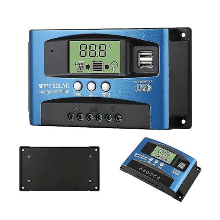 Dubbel USB LCD-display 12v 24v solcellpanel laddningsregulator med belastning
