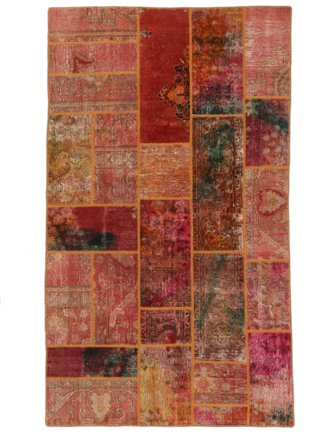 157X270 Tapis Patchwork Moderne Rouge Foncé/Marron (Laine, Perse) Carpetvista