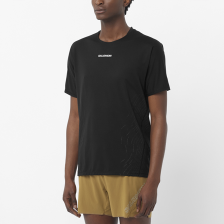 Salomon - Koszulki Odzież Sense Aero Ss Tee Gfx M - Deep Black / Black Beauty