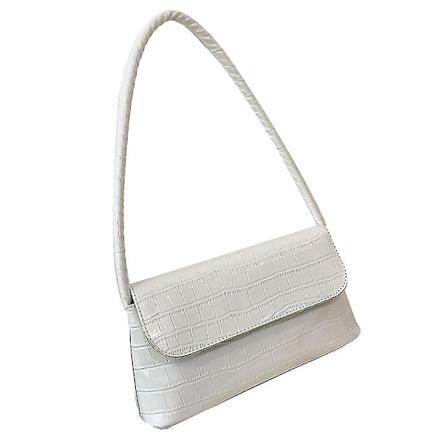 Elegant Crossbody Taske Klassisk Flap Skuldertaske Firkantet Taske Passer Til De Fleste Stilarter White