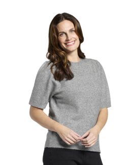 Stickad jumper med kort ärm Grå - 48/50 - Åshild