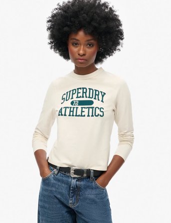 Superdry Athletic Ringer Slim L/S Top - Cream - 12