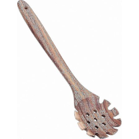 Naturlig kjøkkenredskapssett i tre - Kokeskje i teak, hullsleiv, nuddel dørslag, spaghettirører