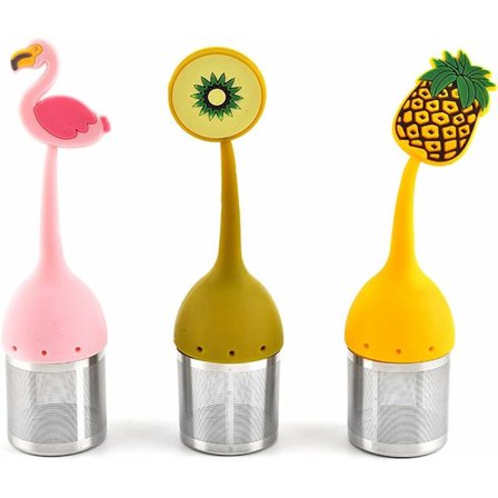 Silikone Te-infuser, 3 stk. Urte Te-filter, Sød 304 Rustfrit Stål Mesh Te-filter Med Silikone Håndtag Til Løs Te