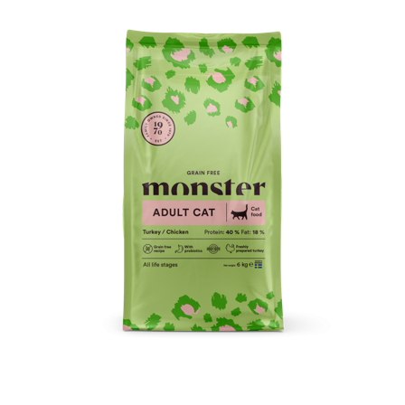 Monster Pet Food - Katt Kornfri Adult Kalkun/Kylling 6 kg - Katt - Kattefôr & kattemat - Tørrfôr for katt - ZOO.no