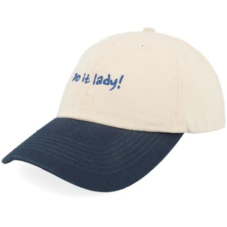 Iconic - Beige Unconstructed Cap - Do It Lady Washed Stone/Navy Dad Cap @ Hatstore