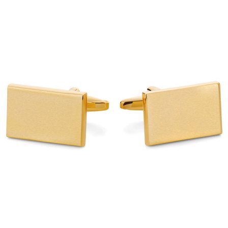 Matte Rektangulære Guldfarvede Manchetknapper til mænd