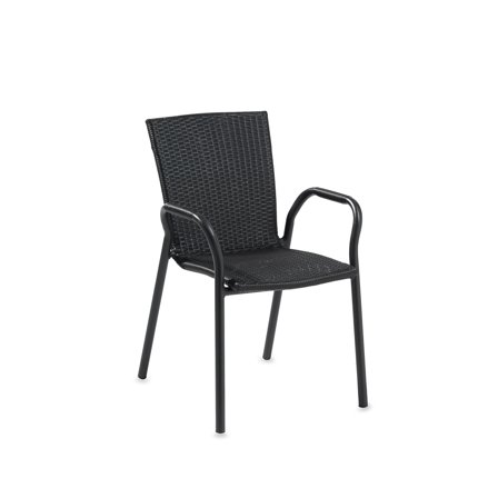 Bistrostuhl VIENNA mit Armlehnen, Aluminium/Rattan schwarz