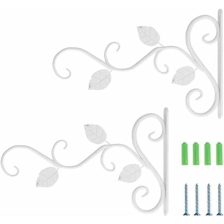 Planteophæng Krog 2 stk. Væghængte Planteophæng Kroge, Væghængt Planteholder, Smedejern Væghængt Blomsterkurv Krog til Ophængning af Planter/