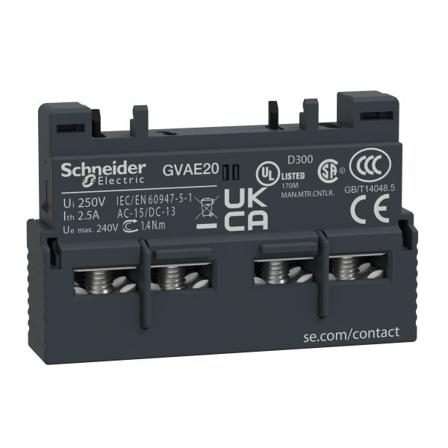 Schneider Electric GVAE20 Hjelpekontaktblokk TeSys GV2 og GV3 2 sluttende, sidemontering venstre, Elfordeling & strømforsyning