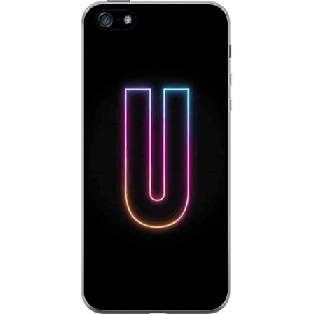 Kompatibelt Mobildeksel til Apple Apple iPhone 5 Minimalistisk neonbokstav U i fargerik lys effekt mot svart bakgrunn
