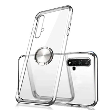 Huawei Nova 5t - Skyddande Skal Med Ringhållare Silver