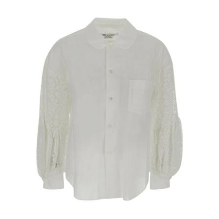 Comme des Garçons Lace Sleeves Shirt , Wit , Dames , Maat: M