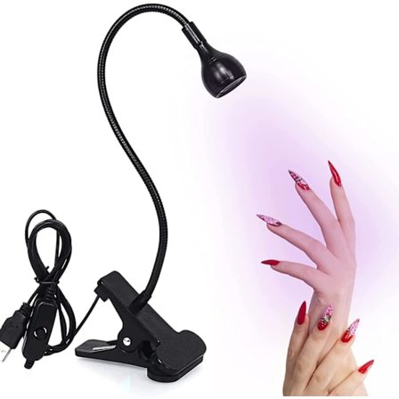 UV Negletørrerlampe, 3W Gel Hærdningslampe til Amerikansk Stil Gel Neglepåføring med Justerbart Hoved, til Tørre Finger Manicurer