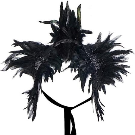 Fjer kappe Fjer Sjal SORT