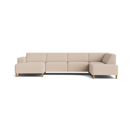 Seam U-Form Sofa, links, Montreal Beige, modernes Design, hochwertige Nozag-Federung für maximalen Komfort, stabiles Untergestell, 78cm Höhe.