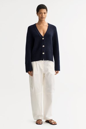 Soft Goat - V-neck cardigan - Kaschmirpullover für Damen - S - Navy