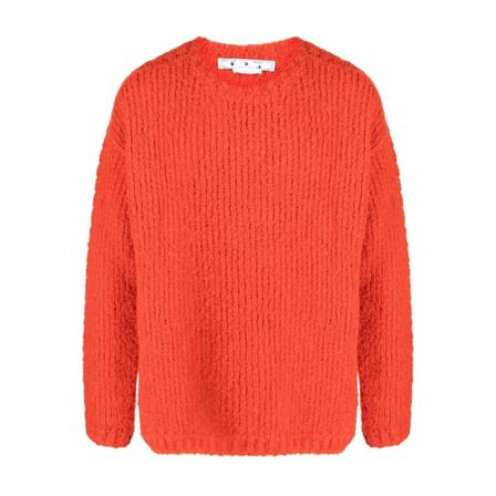 Off White, Round-neck Knitwear Pomarańczowy, Mężczyzna, Rozmiar: L