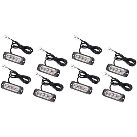 8 stk. 4 LED genopretningsstrobelys 12V 24V orange grill blinkende