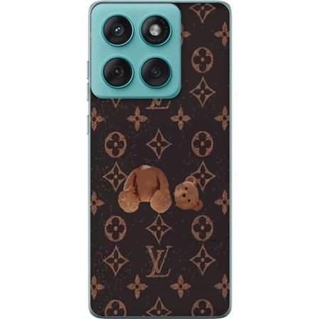 Kompatibel Mobilcover til Motorola Motorola Edge 60 Fusion Luksuriøst monogrammønster med knust bamse i mørk modeæstetik