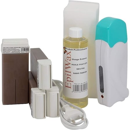 Vaxvärmare, vaxningsset för hårborttagning med 4 choklad-roll-on-vaxkassetter