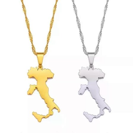 Italia med Sicilia og Sardinia Sammen Kart Anheng Halskjede Italienske Kart Smykker @235821{REN}