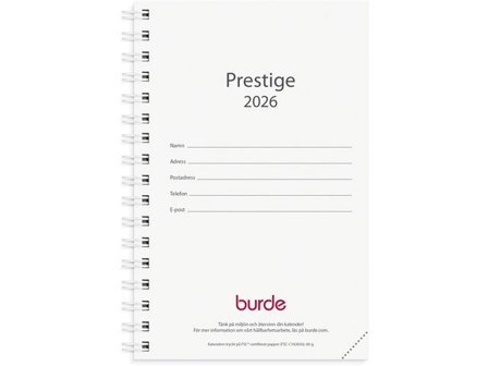 Burde Kalender Prestige refill 2026 - Lyreco - Almanackor och kalendrar - Fickkalendrar - Mellanstora fickkalendrar