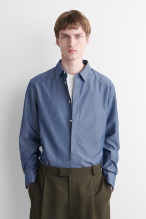 COS Männer Oversized Hemd Aus Chambray in Blau