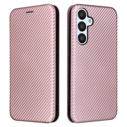 SKALO Samsung A54 5G Carbon Fiber Lompakkokotelo - Ruusukulta