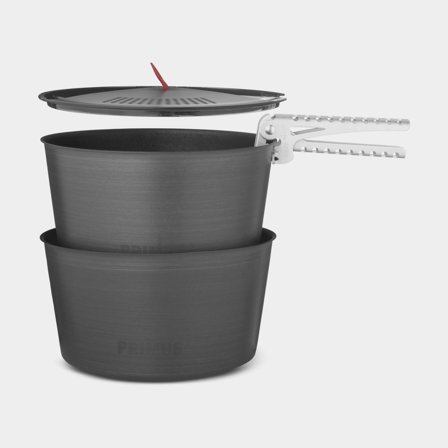 Campingkastrullset med lock Primus LiTech Pot Set, hårdanodiserad aluminium & keramisk nonstick-beläggning, 2 campingkastruller (2.3 liter) + griptång