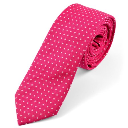Pink Dot Cotton Tie for Men - Skinny ties