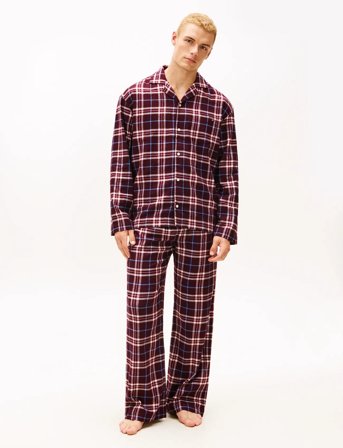Tommy Hilfiger Relaxed Flannel Pj Set -Boxed - Burgundy - S
