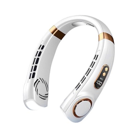 Kannettava kaulatuuletin, ladattava henkilökohtainen handsfree-tuuletin, valkoinen