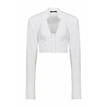 Balmain, Long Sleeve Tops Wit, Dames, Maat:S