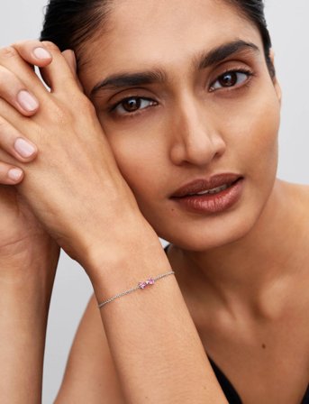 Pandora Bow Sterling Silver Bracelet With Fancy Pink And Clear Cubic Zirconia - Silver - 20 CM