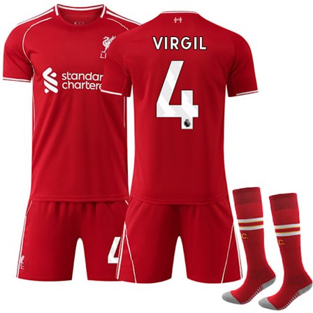 25-26 Liverpool Hjemmebane Børnefodboldtrøje Sæt Nr. 4 VIRGIL