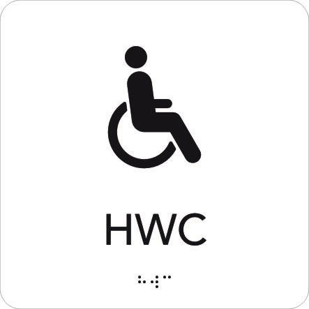 UniGraphics 6705363 Skilt HWC, taktil, 150 x 150 mm Hvit, svart tekst, Skilt