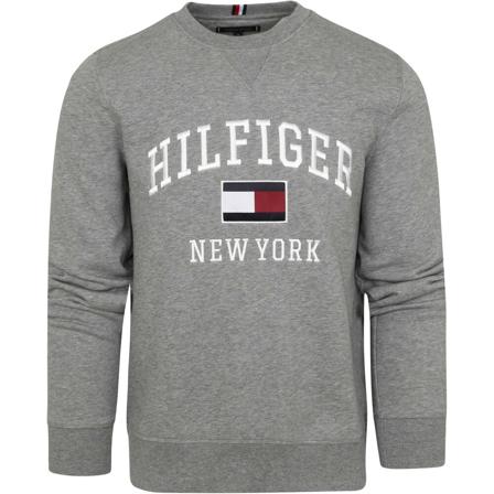 Tommy Hilfiger, Tommy Hilfiger Varsity Sweater Logo Grijs Grijs, Heren, Maat:XL,Katoen
