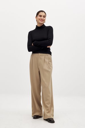 NA-KD x Zoe Liss Pantalon de tailleur boutonné en or - Pantalons à taille haut - Beige - EU 42