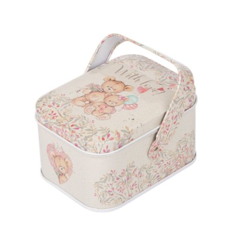 Vintage kuffert opbevaring dåse med låg kanin trykt slik kiks arrangør gave bryllup fødselsdagsfest Dekorativ